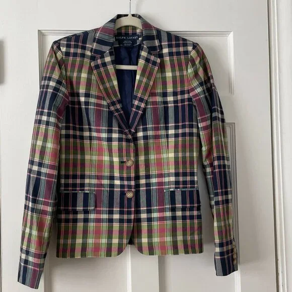 Ralph Lauren Black Label Plaid Blazer Size 4 EUC - Picture 1 of 3